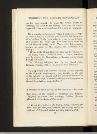 A decree of the council of workmen and soldiers