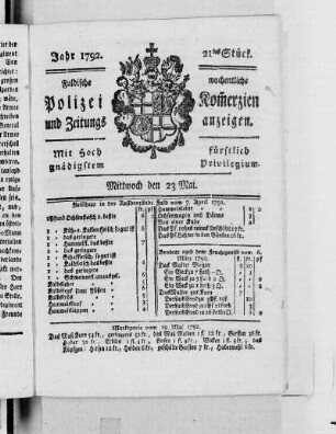 21tes Stück., Ausgabe vom 23. Mai 1792