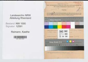 Entnazifizierung Kaethe Reimann, geb. 19.12.1891 (Postangestellte)