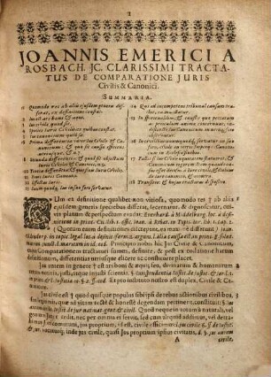 De Comparatione Iuris Civilis et Canonici Tractatus