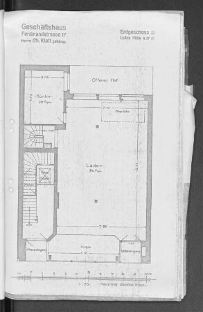 Geschäftshaus Ferdinandstrasse 17 Herrn Ch. Klatt gehörig. Erdgeschoss.