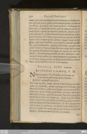 Epistola XCIII. Romam. Scipioni Campo, V. N.