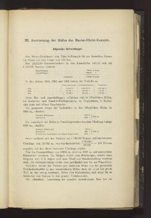 III. Ausrüstung der Häfen des Marne-Rhein-Kanales.