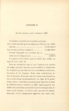 Chapitre II. Budget général pour l'exercice 1899