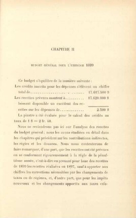 Chapitre II. Budget général pour l'exercice 1899