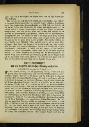 Unsere Musentöchter und die höheren weiblichen Bildungsanstalten : zeitgemäße Betrachtungen