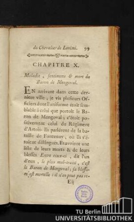Chapitre X. Maladie, sentimens & mort du Baron de Mengoval.