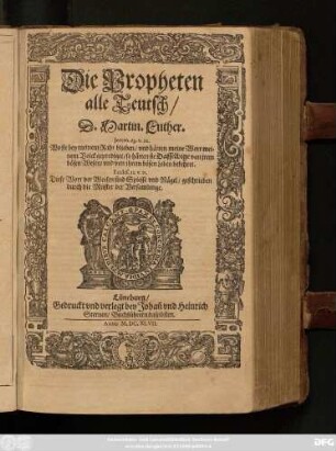 Die Propheten alle Teutsch