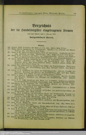 Handelsregister : Verzeichnis der im Handelsregister eingetragenen Firmen