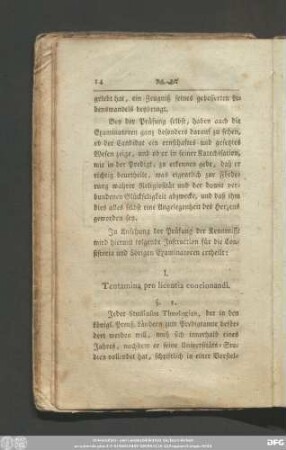I. Tentamina pro licentia concionandi.