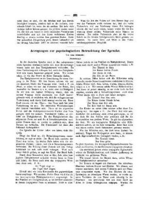 Anregungen zur psychologischen Betrachtung der Sprache : (Fortsetzung)