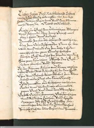 Lehren von Johannes Weckherlin für seinen Sohn Georg Rudolf