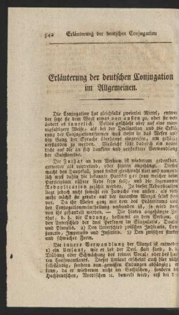 Erläuterung der deutschen Conjugation im Allgemeinen.