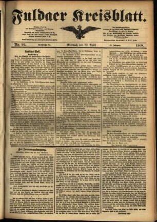 Ausgabe vom Mittwoch, den 22. April 1908.