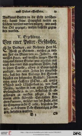V. Erzehlung: Von einer Polter-Geschichte