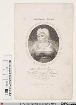 Bildnis Augusta (Charlotte), Herzogin von Braunschweig-Lüneburg, geb. Prinzessin von Großbritannien u. Irland