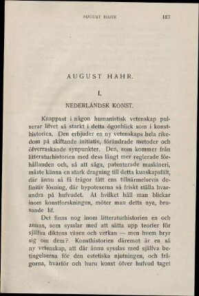 I. Nederländsk Konst.