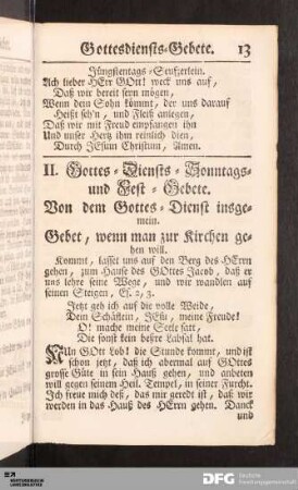 II. Andächtige Gottesdiensts- Sonntags- und Fest- Gebete.