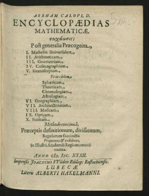 Encyclopaedias Mathematicae.