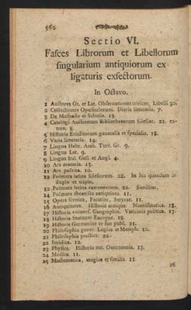 VI. Fasces LII Librorum et Libellorum singularium antiquiorum ex ligaturis exsectorum