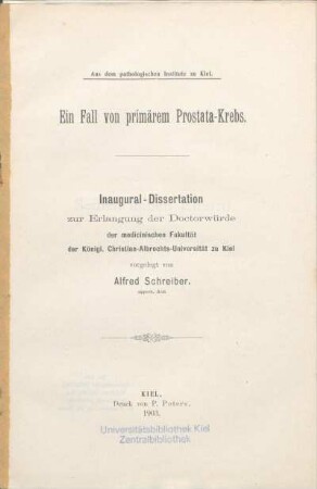 Ein Fall von primärem Prostata-Krebs