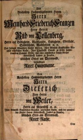 Geschlechts-Register Der Reichs Frey unmittelbaren Ritterschafft Landes zu Francken Löblichen Orts Ottenwald