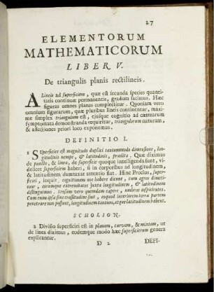 Liber V. De triangulis planis rectilineis.