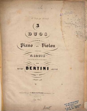 3 duos pour piano et violon : d'après les trios op. 20, 21 et 22