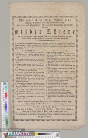 Sammlung auserlesener lebender wilder Thiere