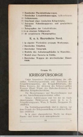 VI. Kriegsfürsorge