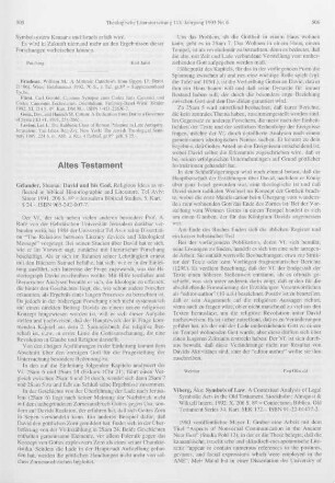 505-506 [Rezension] Gelander, Shamai, David and his god