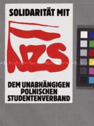 Aufkleber aus der Bundesrepublik zur Solidarität mit der oppositionellen polnischen Studentenbewegung NZS