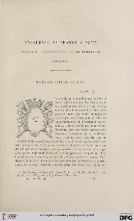 2. Pér. 6.1872: L' Académie de France à Rome d'après la correspondance de ses directeurs, [11] : (1666 - 1792)