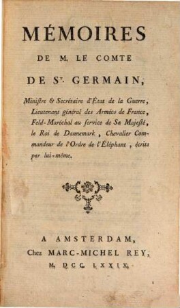 Mémoires de M. le Comte de Saint-Germain