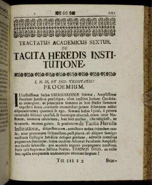 Tractatus [...] Sextus. De Tacita Heredis Institutione.