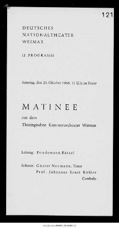 Matinee mit dem Thüringischen Kammerorchester Weimar