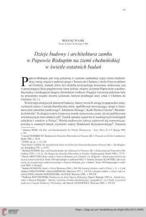 77: Dzieje budowy i architektura zamku w Papowie Biskupim na ziemi chełmińskiej w ¬świetle ostatnich badań
