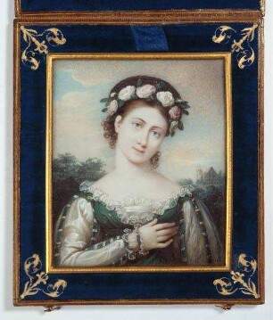 Herzogin Luise von Sachsen-Coburg-Saalfeld (1800-1831) vor Schloß Rosenau
