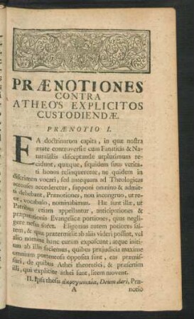Praenotiones Contra Atheos Explicitos Custodiendae
