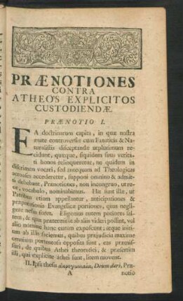 Praenotiones Contra Atheos Explicitos Custodiendae