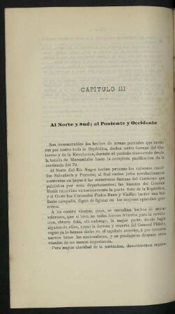 Capítulo III : Al Norte y Sud; Poniente y Occidente