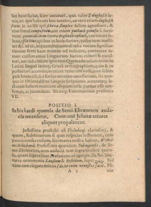 Positio I. Schikardi querela de Semi-Ebraeorum audacia recensetur.