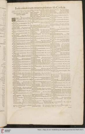 Index titulorum novem priorum lib. Codicis