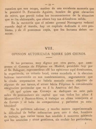 VIII. Opinion autorizada sobre los chinos