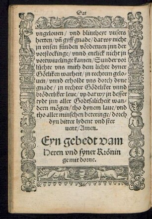 Eyn gebedt vam Heren und syner Kröninge mit dorne.