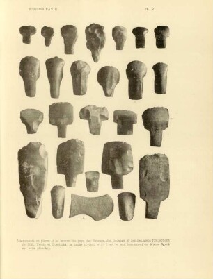 Pl. VI. Instruments en pierre et en bronze des pays des Bahnars, ...