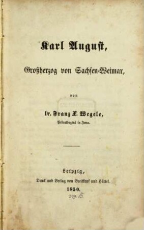 Karl August, Großherzog von Sachsen-Weimar