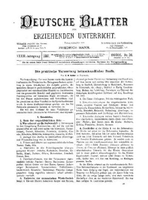 Die praktische Verwertung heimatkundlicher Stoffe