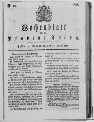 Nr. 16, Ausgabe vom 21. April 1838