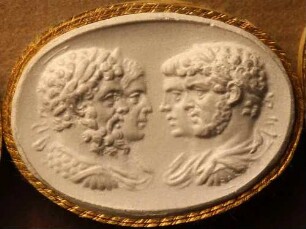 Profilbildnisse des Septimius Severus und der Julia mit den Söhnen Caracalla und Geta (Daktyliothek, Das Alterthum nach Lippert und Visconti)